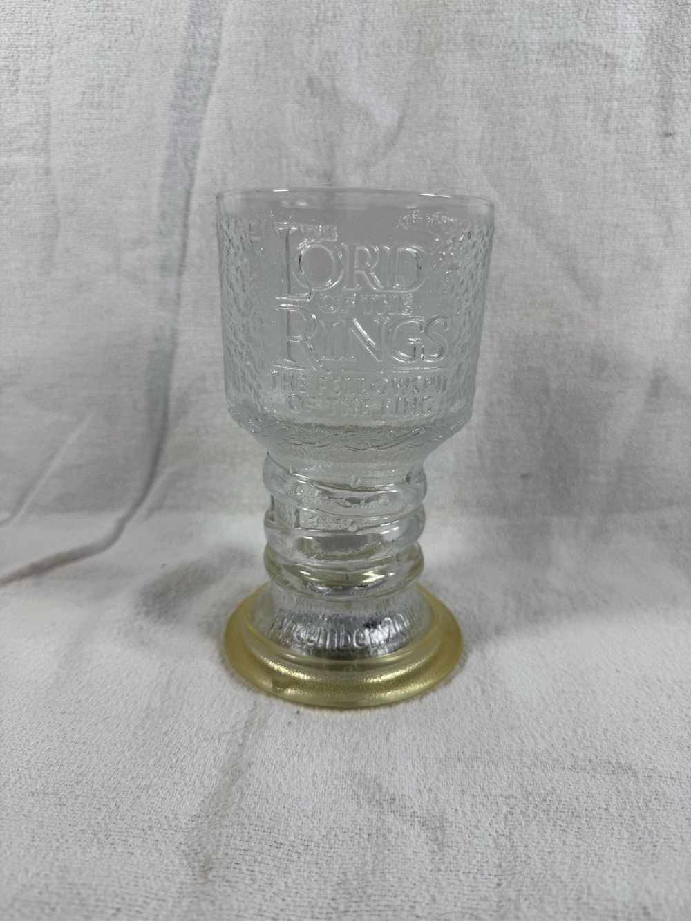 Vintage 2001 Lord of the Rings Fellowship Light-Up Clear Glass Goblet Cup